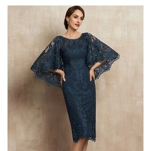 Plus size- Dark Navy lace formal dress